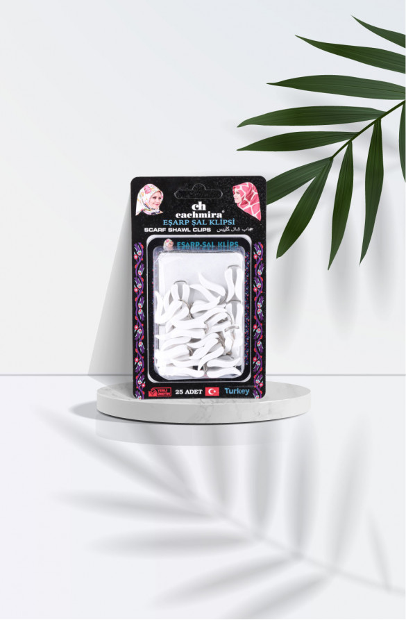 Cachmira Lale Model Beyaz Klips 25li